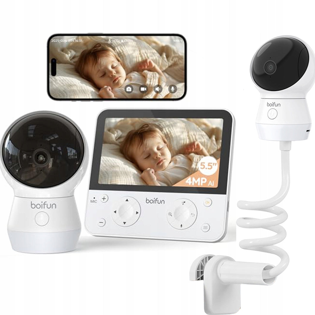 BABY MONITOR WIFI WITH 4MP LCD CAMERA 5" ROTATING 360° 4xZoom WITH HOLDER