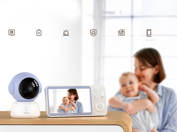 BABY MONITOR WITH WIFI CAMERA ROTATING 2K 3PMx + LCD MONITOR 5" 4XZOOM Batteries included yes