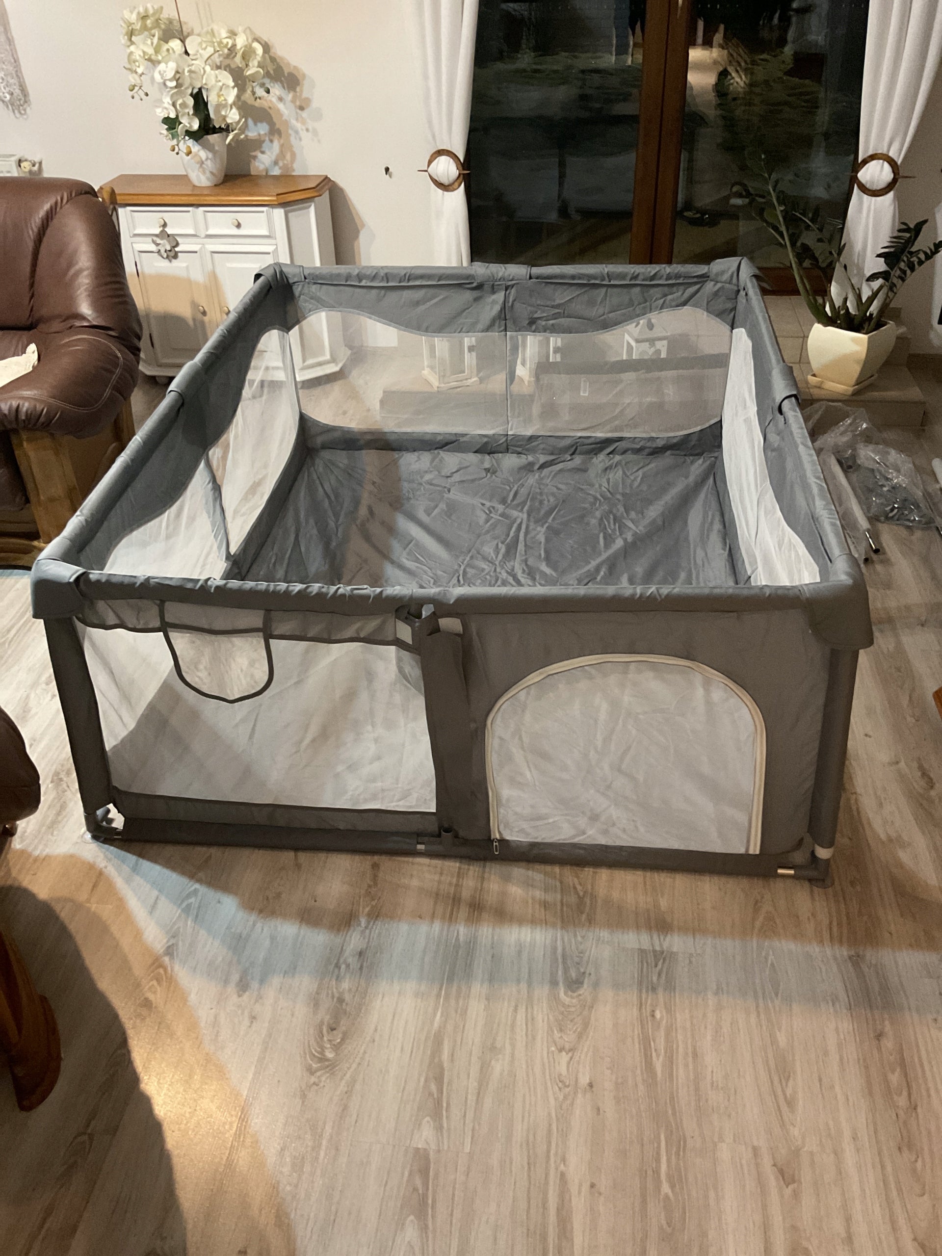 BABY PLAYPEN Children's playpen XXL 130x170 cm Grey Safe Space