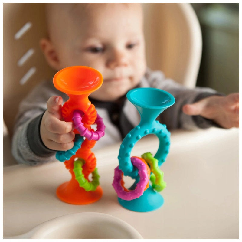 BABY RATTLE TEETHER SENSORY TOY FOR CHILDREN WITH SUCTION CUP Brand Fat Brain Toys