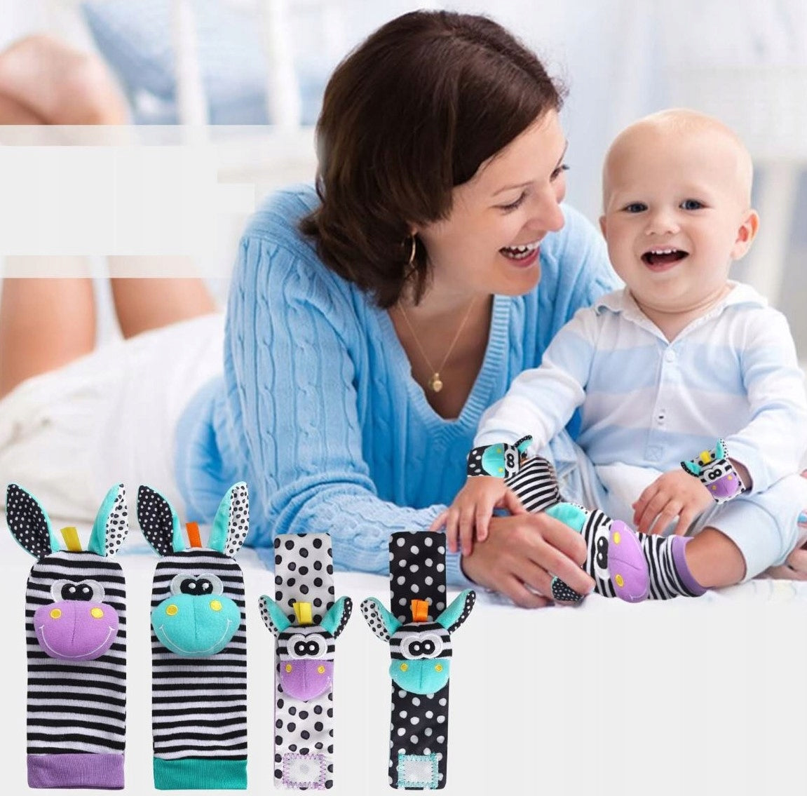 BABY RATTLES CONTRAST SOCKS HEADBANDS FOR HANDLES 4 PIECES Manufacturer code 5906752910695