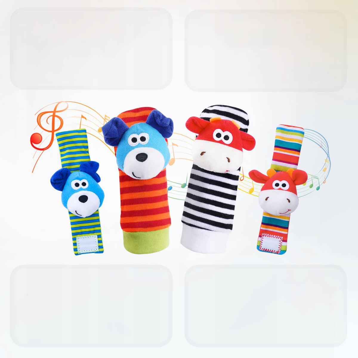 BABY RATTLES SOCKS HANDLE BANDS RATTLE 4 PACK Brand no brand