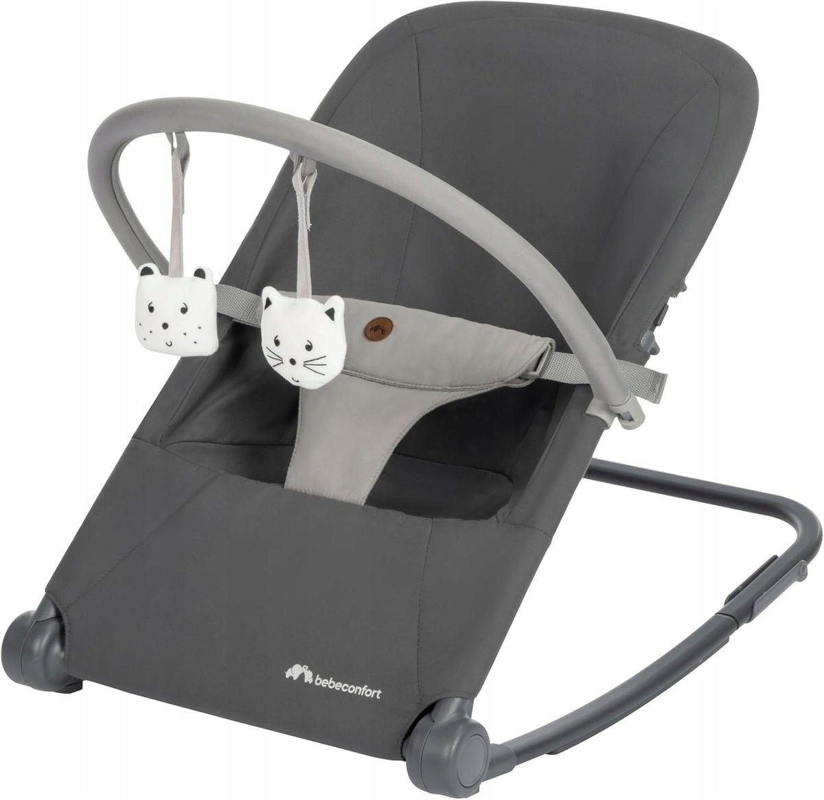 BABY ROCKER FOLDING LOUNGER WITH HEADBAND AND ADJUSTMENT