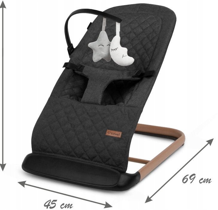 BABY ROCKER LOUNGER 2in1 KIDWELL LARO BLACK/WOODEN FOLDING Manufacturer code LEBULAR01A3