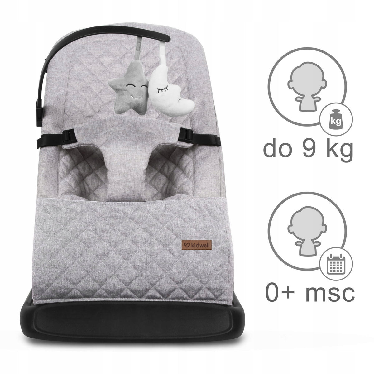 BABY ROCKER LOUNGER 2in1 KIDWELL LARO FULL GREY/BLACK FOLDING Packaging status original