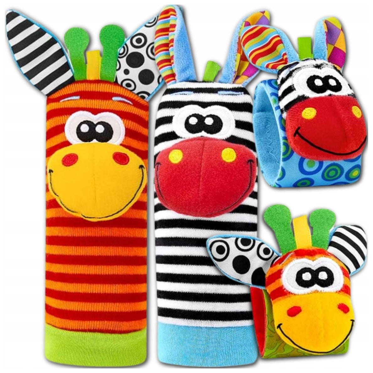 BABY SOCKS SENSORY RATTLES FOOT BANDS FEET HANDLE