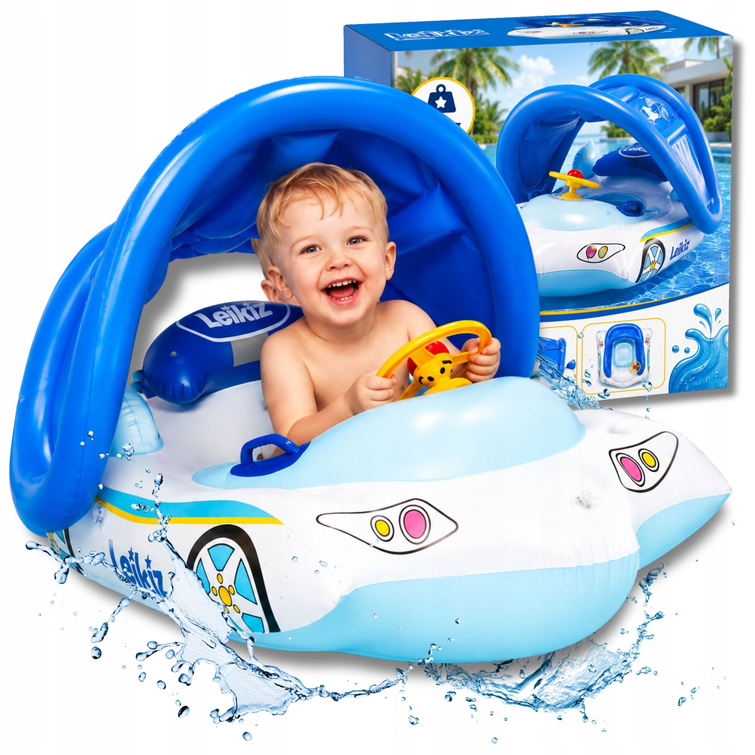 BABY SWIMMING WHEEL CHILDREN WITH STEERING WHEEL INFLATABLE PONTOON