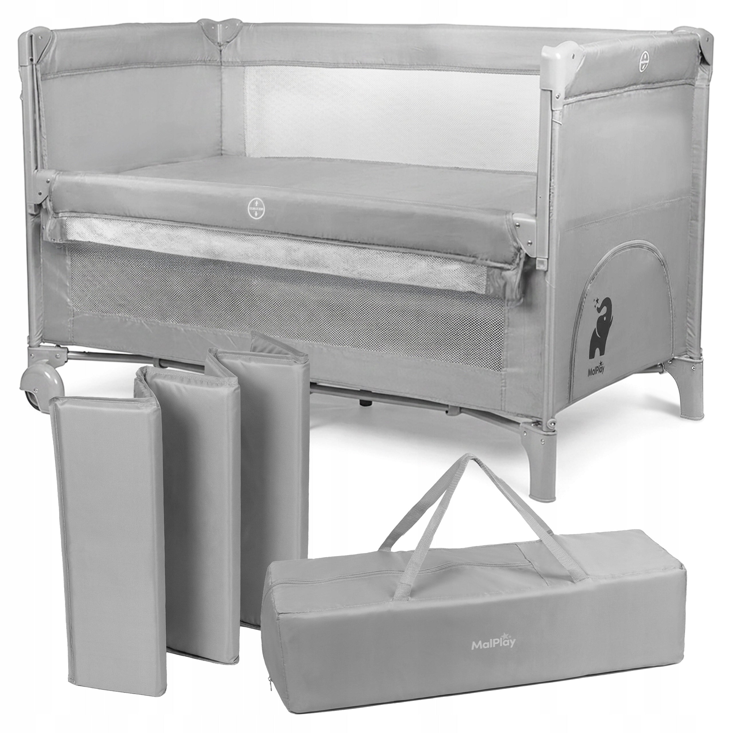 BABY TRAVEL COT FOLDING DELIVERY PLAYPEN BAG 60x120CM GREY