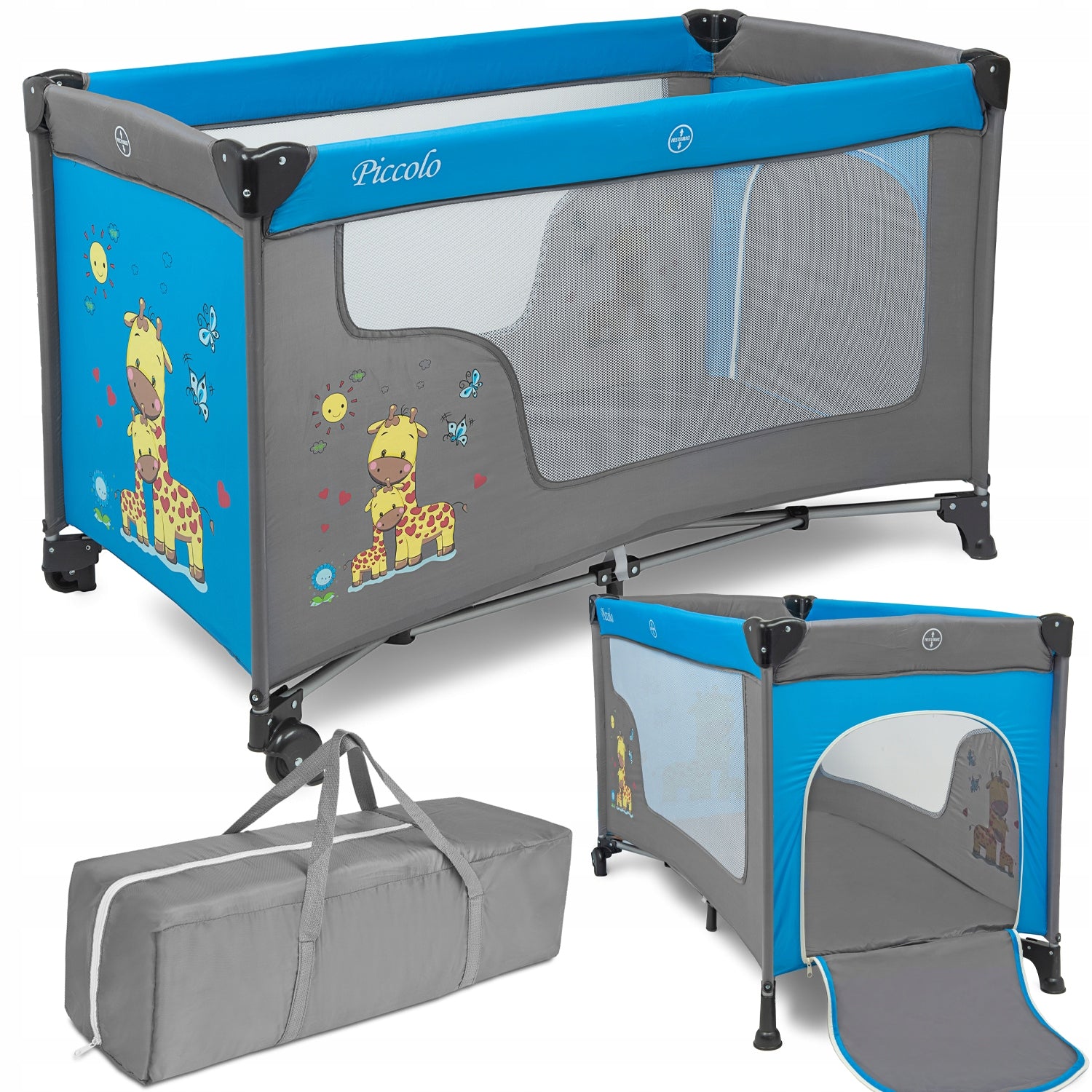BABY TRAVEL COT WITH WHEELS WITH LOCK 126x71cm PLAYPEN MATTRESS