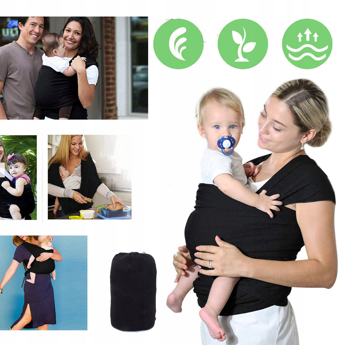BABY TRAVEL SCARF BREATHABLE, SWEAT-ABSORBING SCARF UP TO 15KG