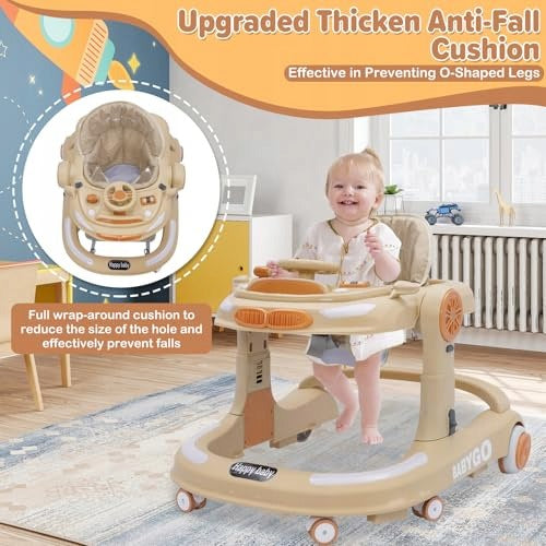 BABY WALKER FOLDING WITH ANTI-COLLISION MAT ADJUSTABLE 6M+ SET Color multicolor