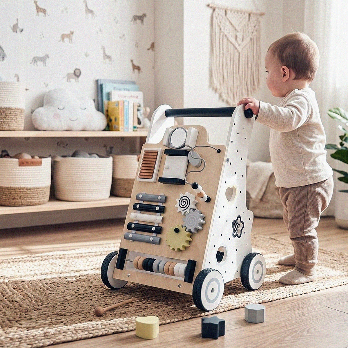 BABY WALKER SENSORY PUSHER Educational Manipulative Wooden Brand Gotel