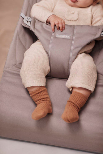 BABYBJORN Bouncer Bliss Woven, Sand Grey (Light Grey Frame, Petal Quilt) Brand BabyBjörn