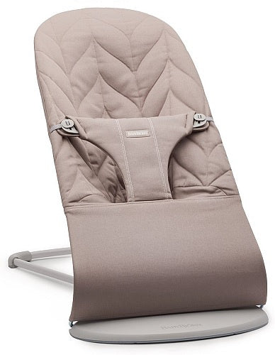 BABYBJORN Bouncer Bliss Woven, Sand Grey (Light Grey Frame, Petal Quilt)
