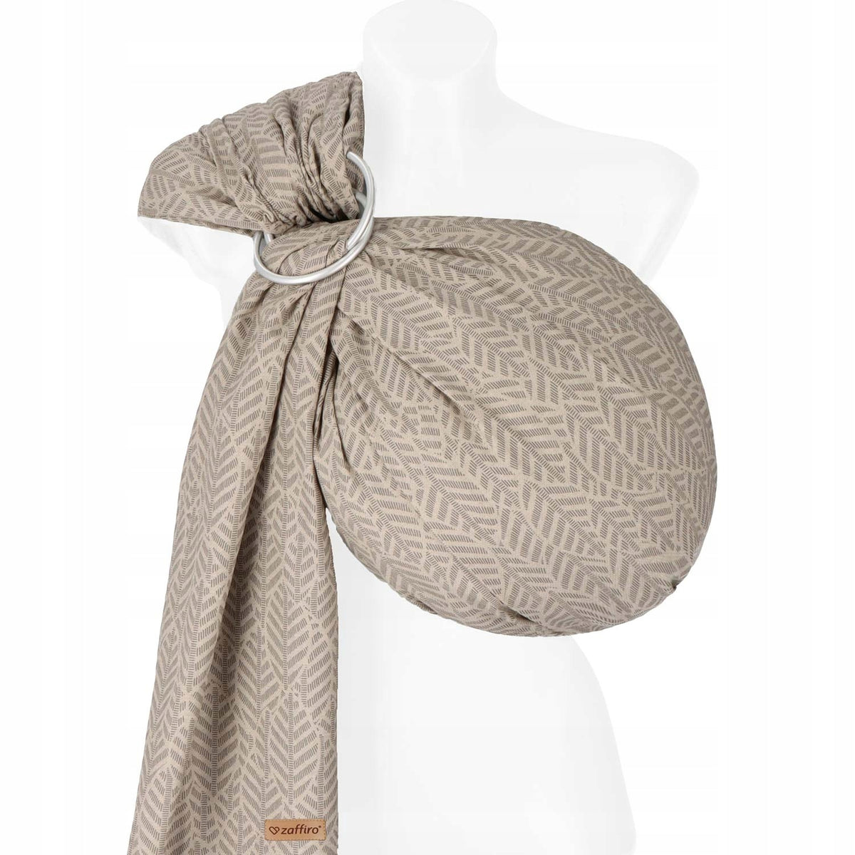 BABYWEARING CIRCLE SCARF WOVEN COTTON BEIGE 70X460 CM ZAFFIRO Color shades of brown and beige