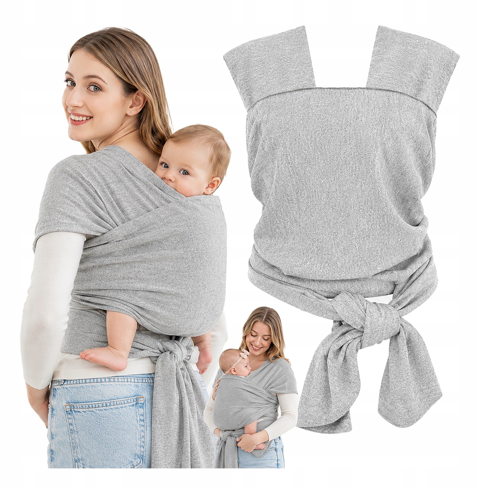 BABYWEARING SCARF ELASTIC 5M CARRIER 20KG GREY Packaging status original