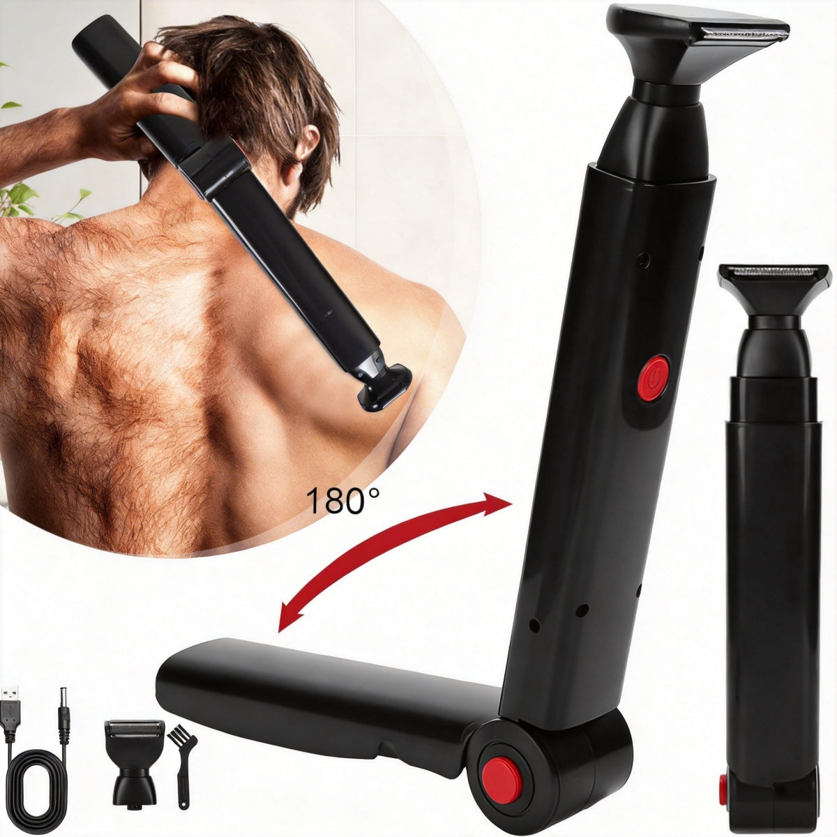BACK SHAVER WITHOUT HELP, FOLDING HANDLE, MOVABLE HEAD, DURABLE Model 6974800508582