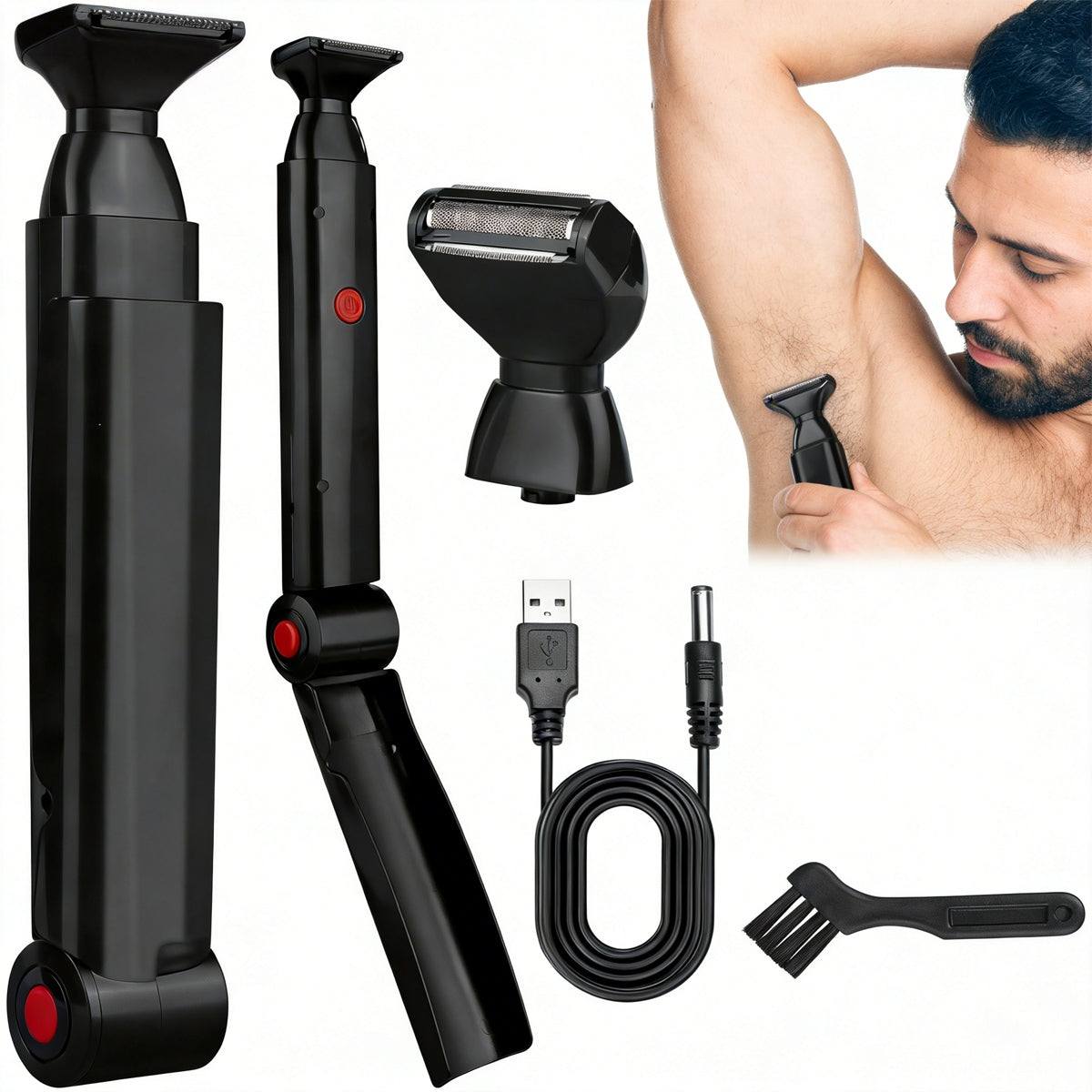 BACK SHAVER WITHOUT HELP, FOLDING HANDLE, MOVABLE HEAD, DURABLE