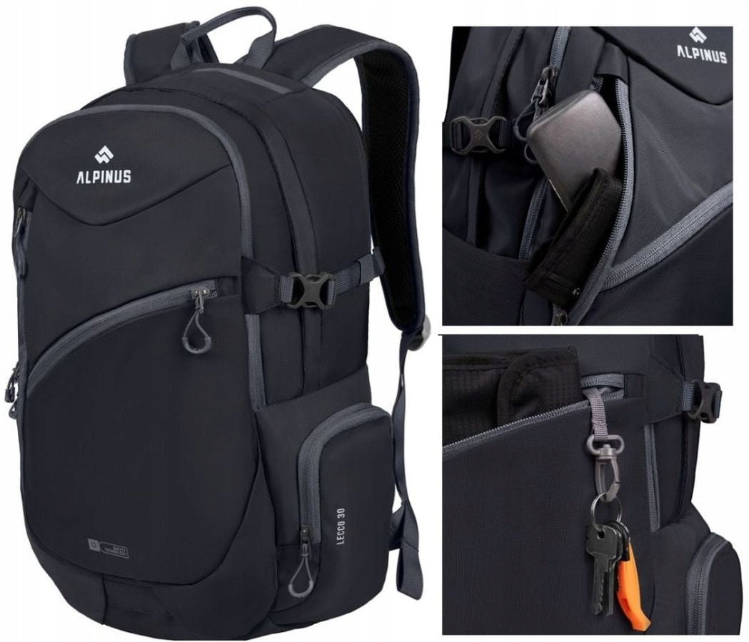BACKPACK ALPINUS URBAN SPORTS TOURIST LAPTOP BLACK LECCO 30L Packaging status original