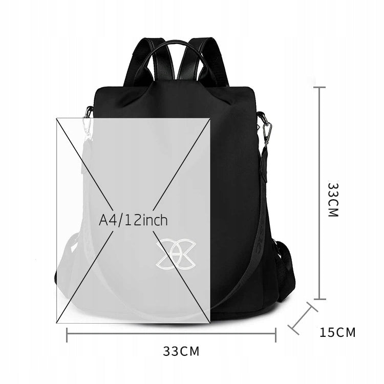 BACKPACK ANTI-THEFT BAG 2IN1 WATERPROOF ELEGANT WOMEN BLACK Packaging status original