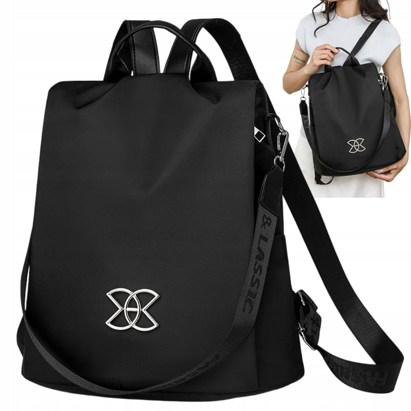 BACKPACK ANTI-THEFT BAG 2IN1 WATERPROOF ELEGANT WOMEN BLACK