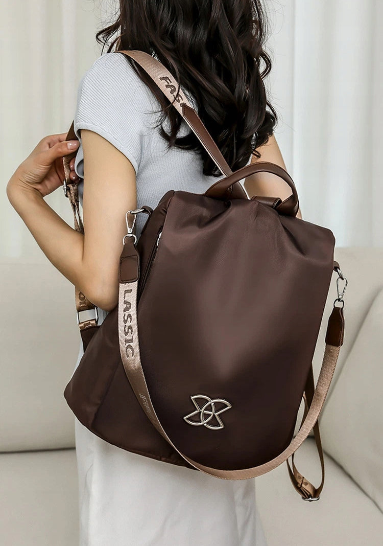 BACKPACK ANTI-THEFT BAG 2IN1 WATERPROOF ELEGANT WOMEN BROWN Manufacturer code PLECAK TOREBKA 2W1 ELEGANCKI POJEMNY