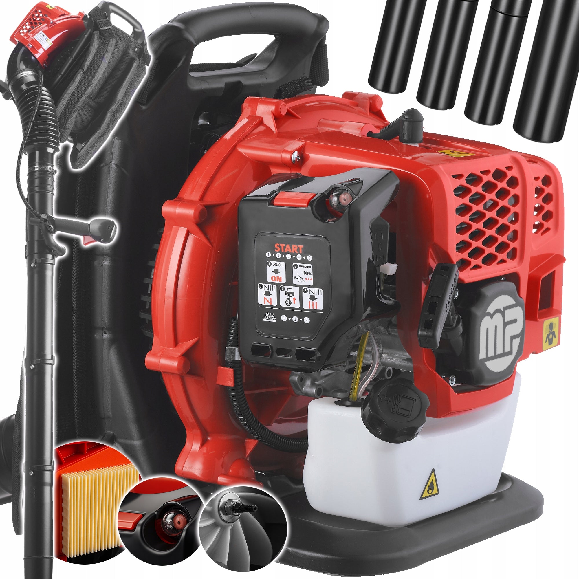 BACKPACK DIESEL BLOWER 370km/h 24m3/min LEAVES Garden MAJSTER mp0077