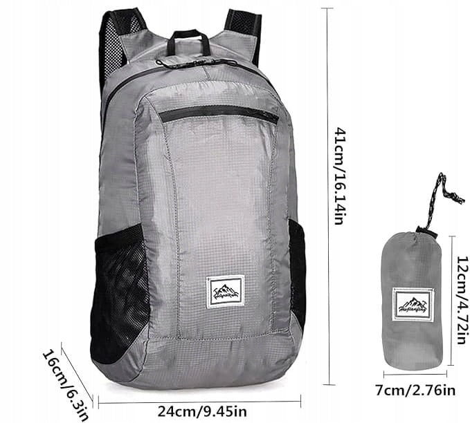BACKPACK FOLDABLE WATERPROOF ULTRALIGHT HIKING MOUNTAIN Color silver