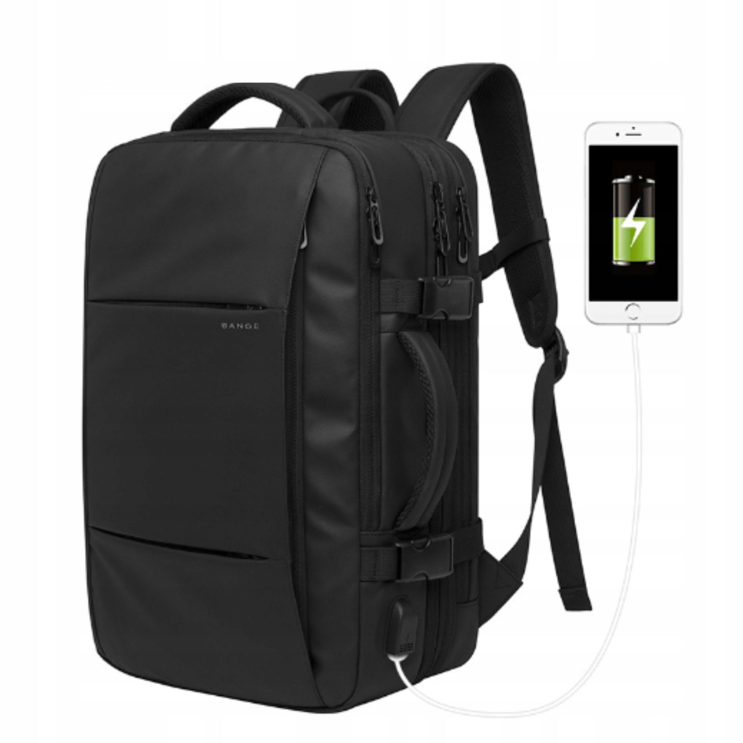 BACKPACK FOR AIRPLANE CABIN CARRY-ON LUGGAGE TRAVEL BAG ROOMY BLACK Manufacturer code Plecak na laptopa 15.6 podróżny USB 76969