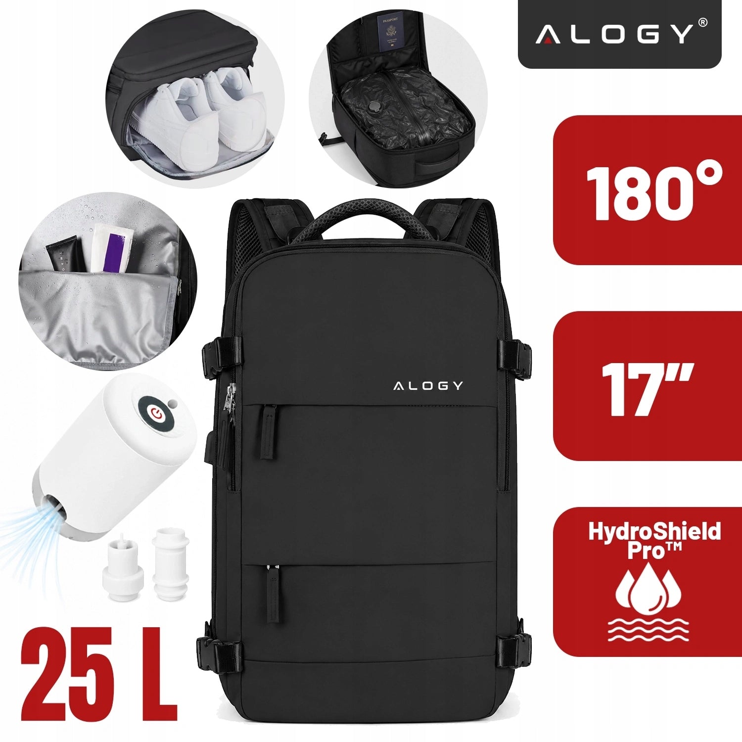 BACKPACK FOR AIRPLANE RYANAIR 40X25X20 CABIN WIZZAIR 25L + VACUUM PUMP Packaging status original
