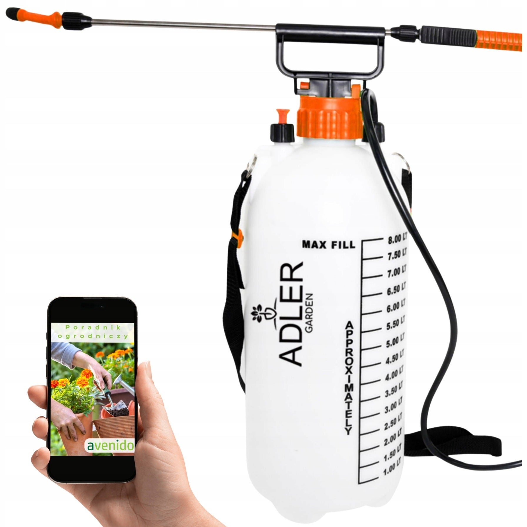BACKPACK PRESSURE HAND SPRAYER 16L LONG LANCE 83cm HOSE 115cm