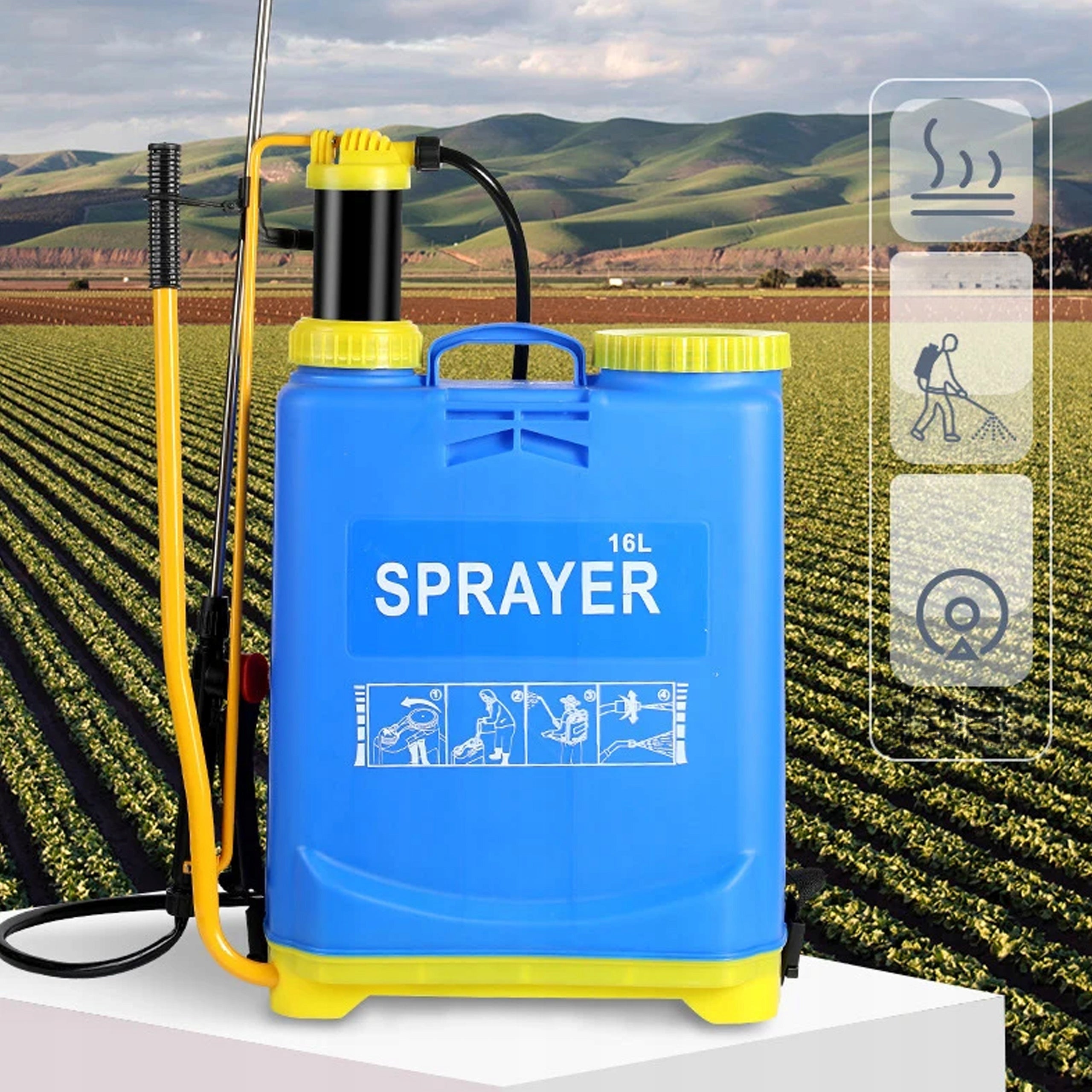 BACKPACK PRESSURE SPRAYER 16L LONG LANCE 100cm HANDHELD GARDEN EAN (GTIN) 5903760491666