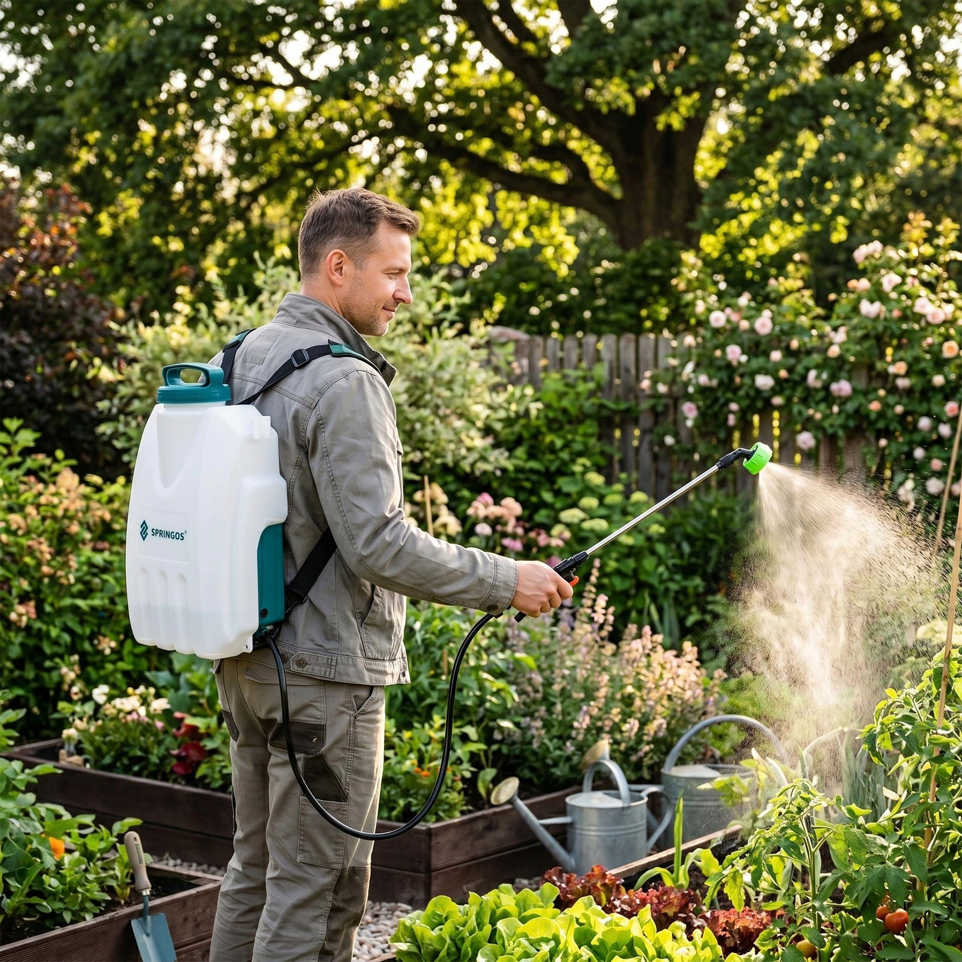 BACKPACK SPRAYER 12V ELECTRIC 12L PRESSURE GARDEN+6 NOZZLES STRONG Packaging status original