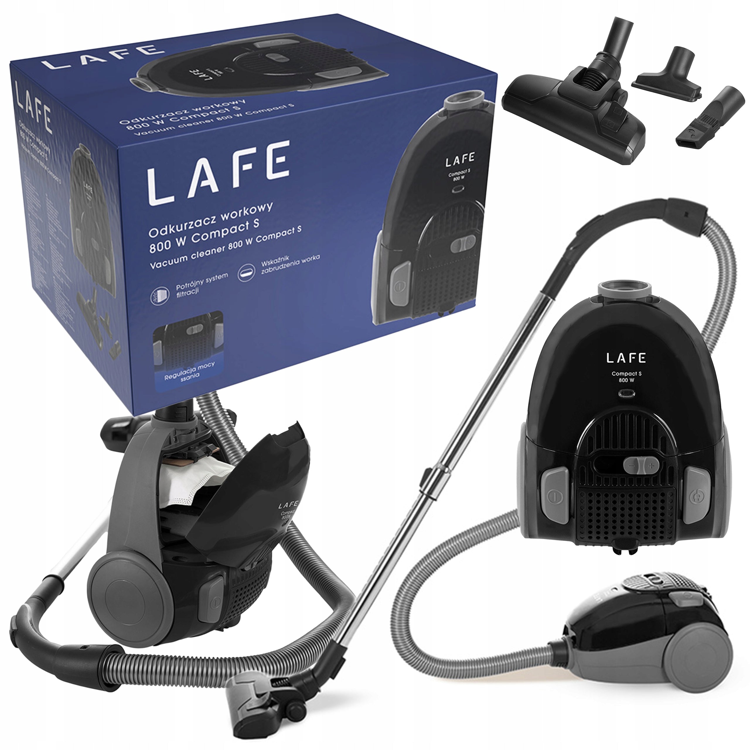 BAGGED VACUUM CLEANER TRADITIONAL QUIET POWERFUL 800W LAFE FOR CARPET PANELS