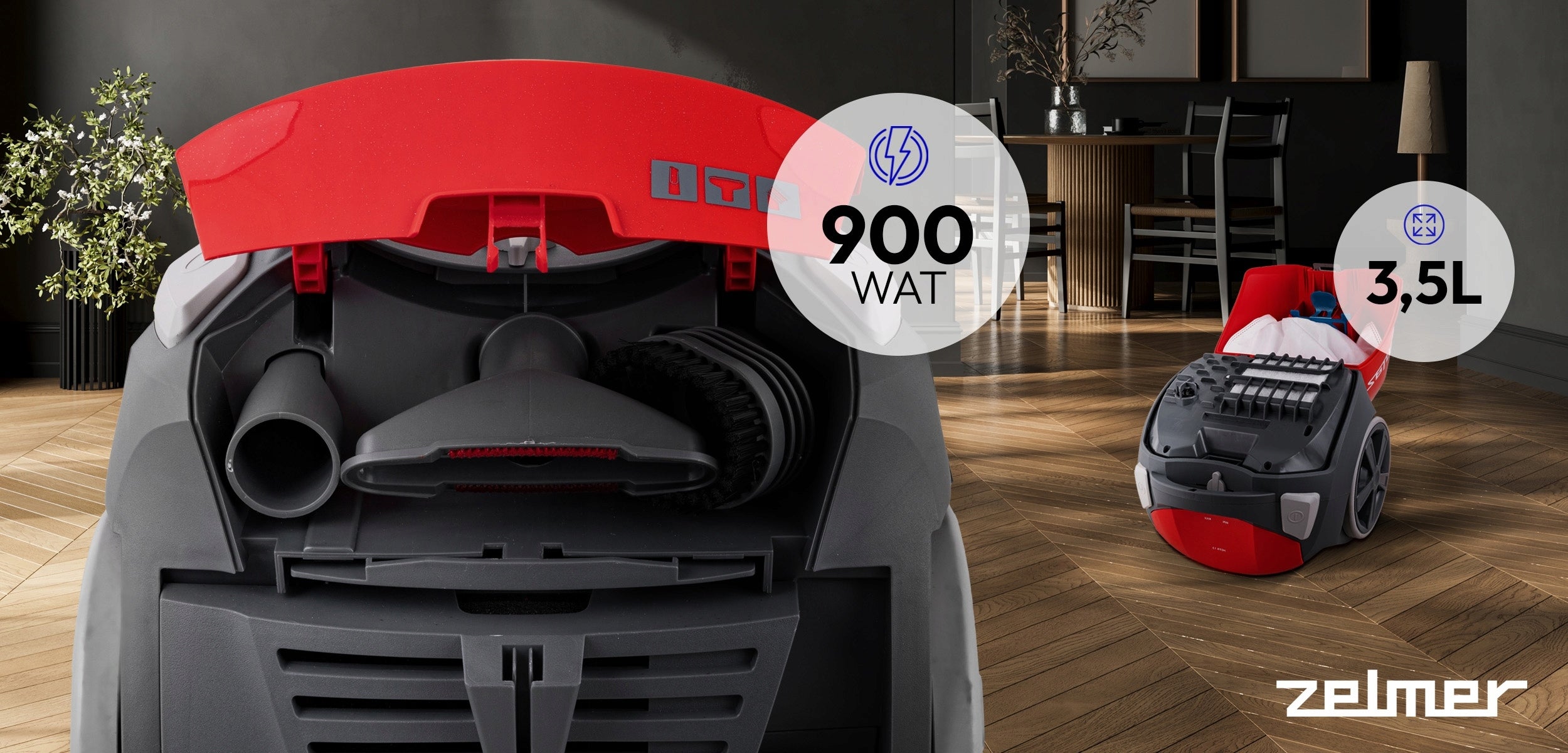 BAGGED VACUUM CLEANER ZELMER ANTEK TRADITIONAL WITH HEPA FILTER + ECO 900W TIPS Packaging status original