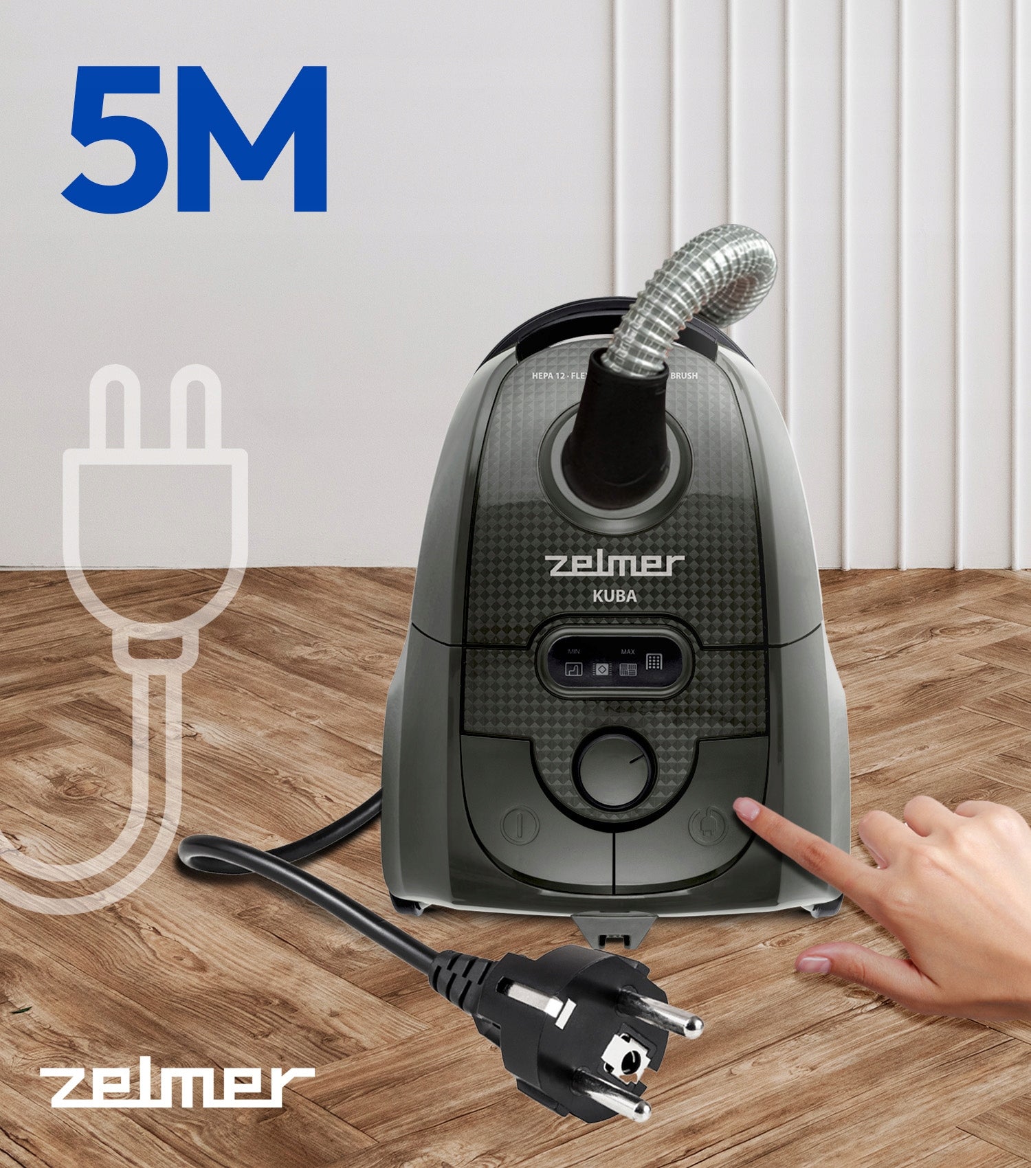 BAGGED VACUUM CLEANER ZELMER KUBA TRADITIONAL WITH FILTER HEPA TURBO BRUSH 650W Manufacturer code ZVC334