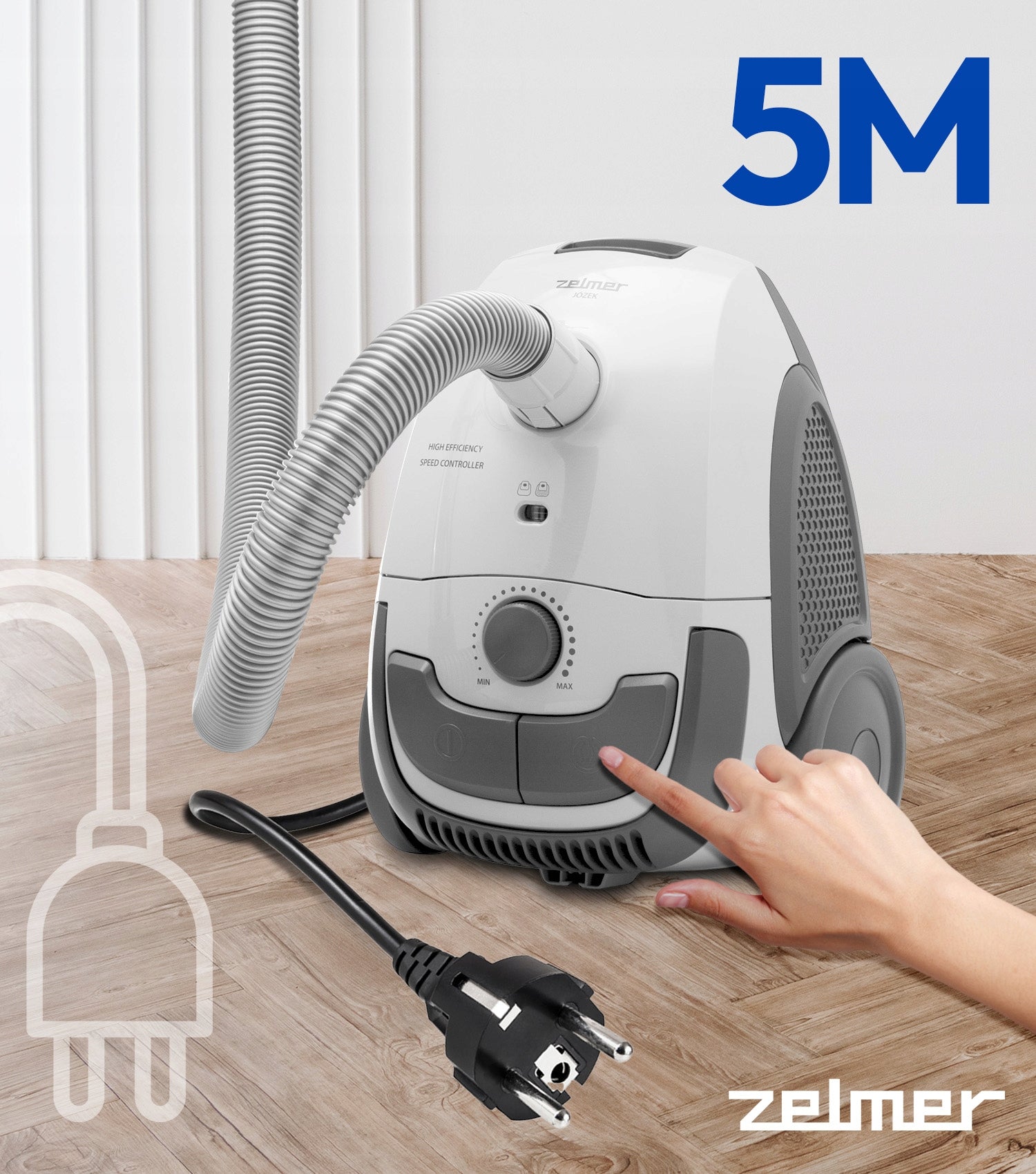 BAGGED VACUUM CLEANER ZELMER TRADITIONAL JÓZEK WITH FILTER + ECO 800W TIPS Manufacturer code ZVC221