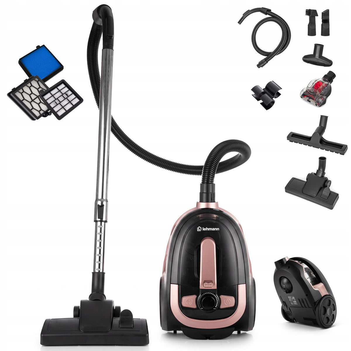 BAGLESS CYCLONE VACUUM CLEANER LEHMANN TURBO BRUSH SET HEPA SMALL QUIET