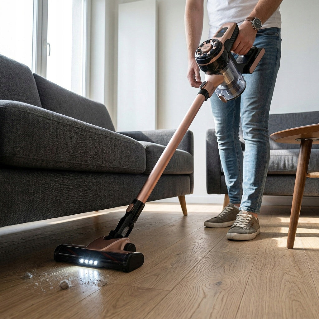BAGLESS VACUUM CLEANER CORDLESS VERTICAL HANDHELD CYCLONE 40 MIN WORK Manufacturer code Odkurzacz Pionowy Adler AA 7044 Bezprzewodowy