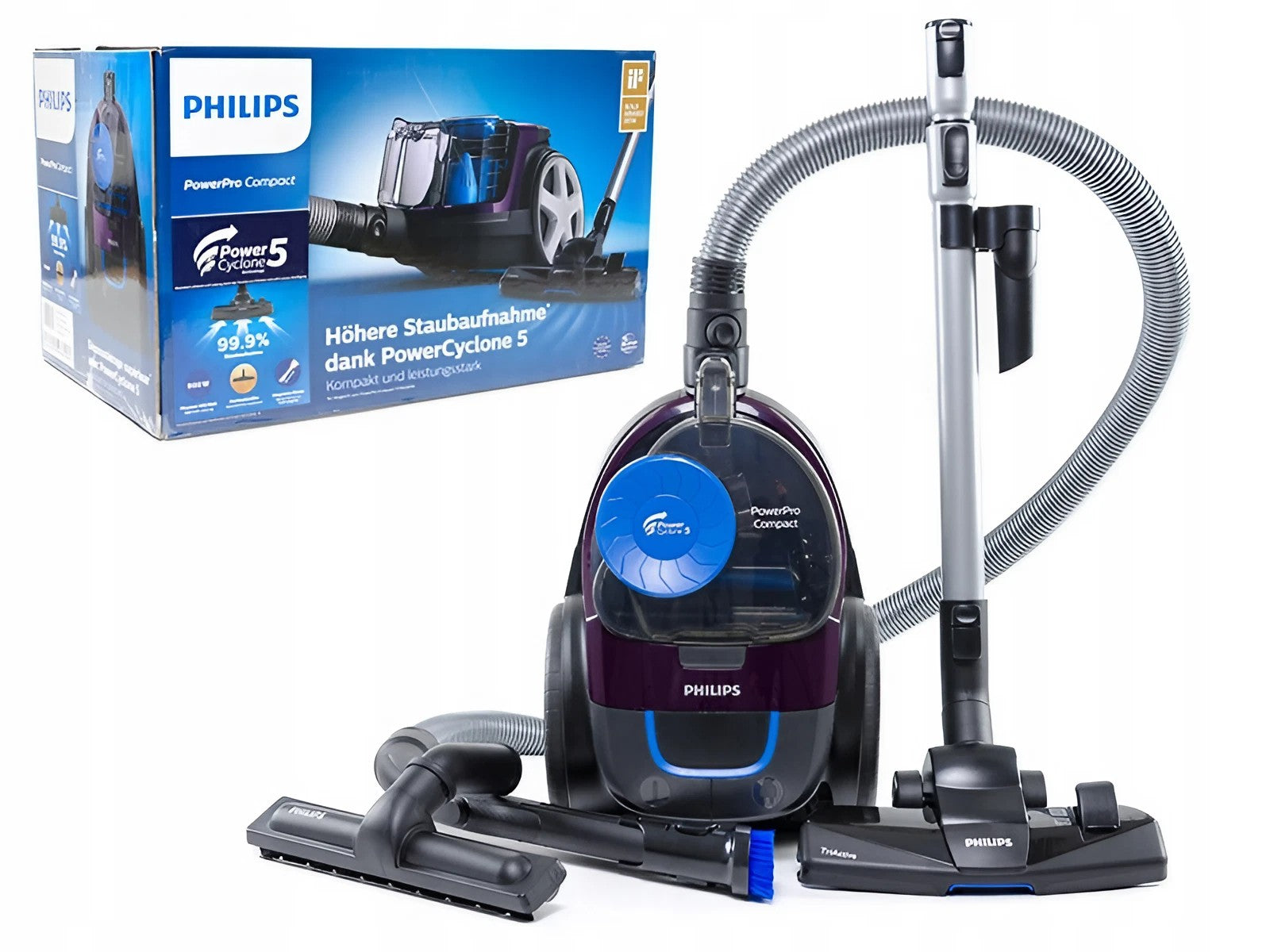 BAGLESS VACUUM CLEANER PHILIPS FC9333/09 POWERPRO COMPACT CYCLONE HEPA Power rating 900 W