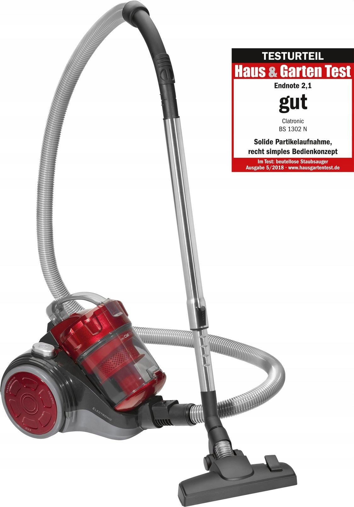 BAGLESS VACUUM CLEANER WITH HIGH SUCTION POWER CLATRONIC BS RED