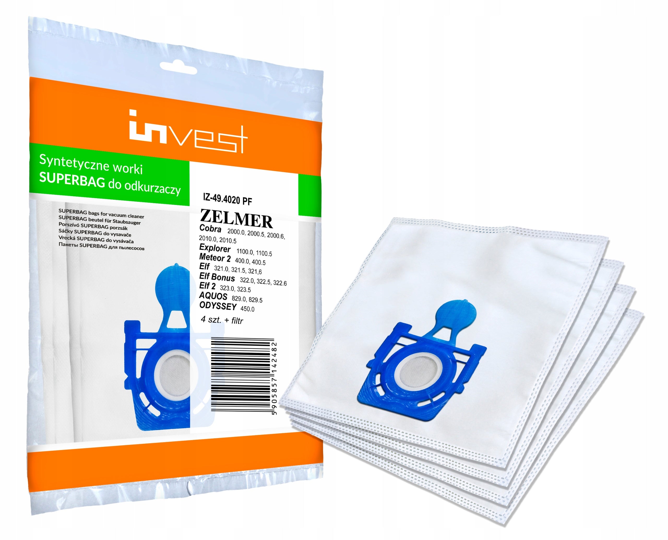 BAGS FOR VACUUM CLEANER ZELMER METEOR 2 ODYSSEY ELF 12 pieces