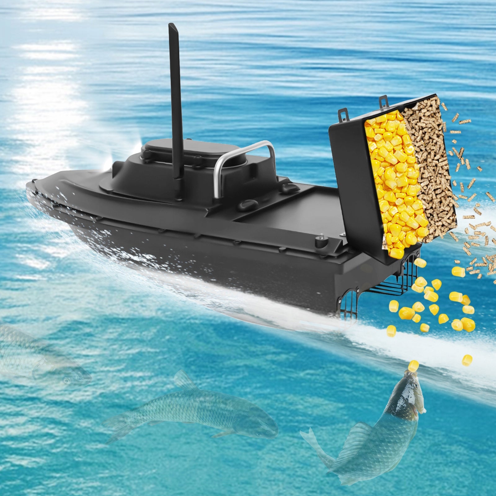 BAIT BOAT FISHING BOAT WITH BAIT 2 CHAMBERS Packaging status original
