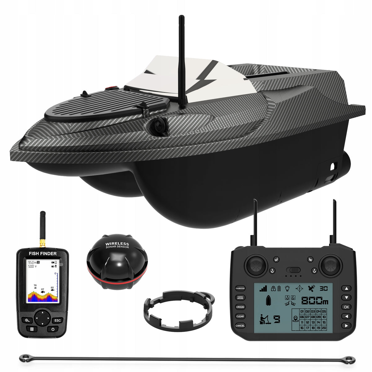 BAIT BOAT FLYTEC V080 GPS, BATTERY 20000mah - SOUNDER, BAG 15km/h