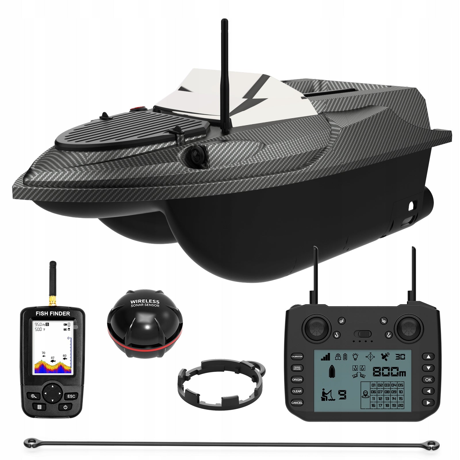 BAIT BOAT FLYTEC V080 GPS, BATTERY 20000mah - SOUNDER, BAG 15km/h