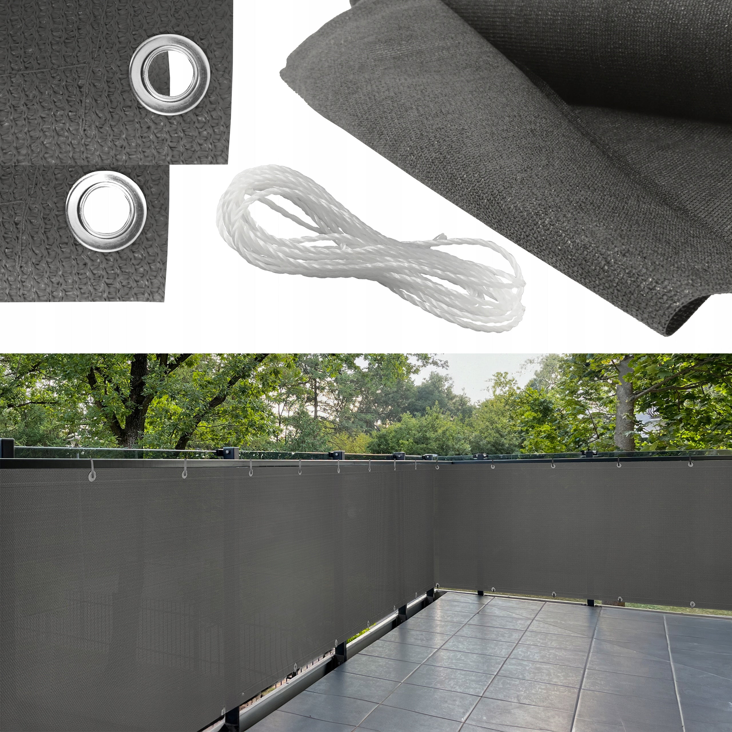 BALCONY COVER FOR BALCONY TERRACE FENCE MASKING MAT 0,8x5M GREY Manufacturer code 5.09.212757