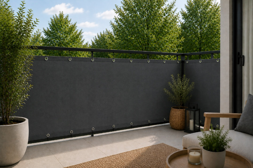 BALCONY COVER HDPE MAT 95% UV FOR BALCONY TERRACE 90x500cm GRAPHITE STRONG Product width 90 cm