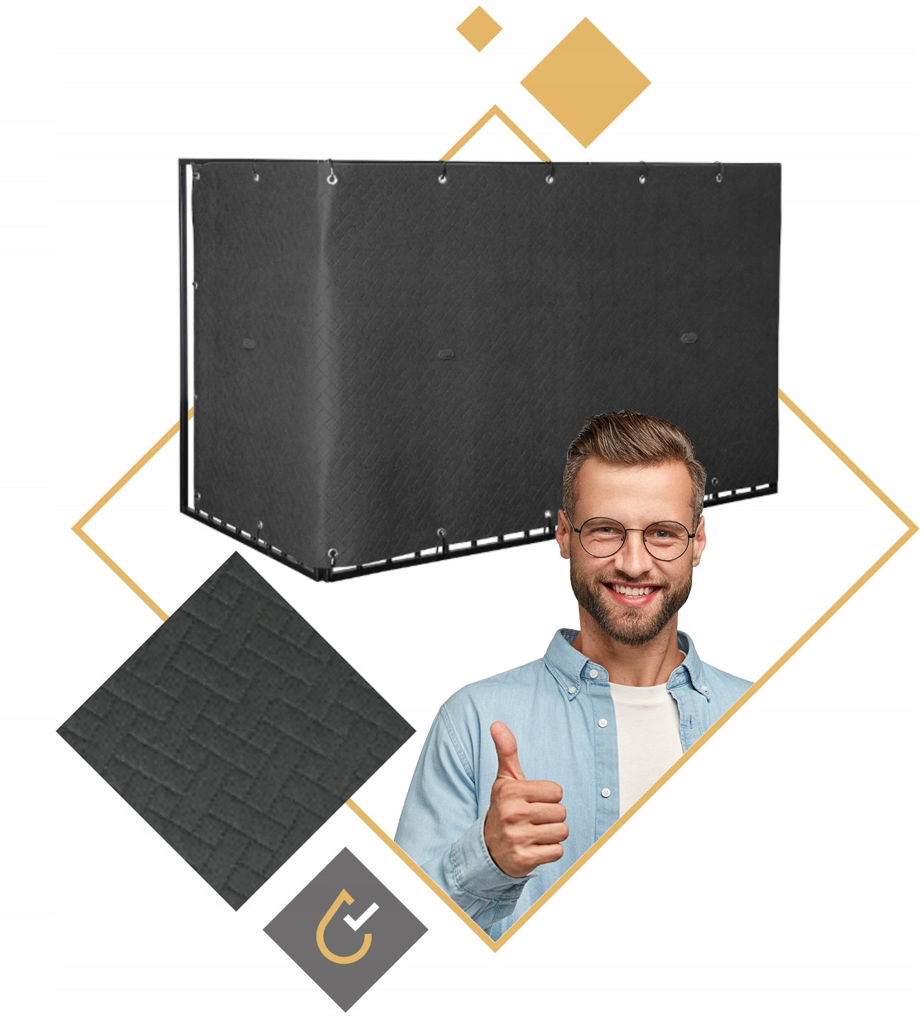 BALCONY COVER PREMIUM GRAPHITE 1X2M BALCONY MAT TERRACE FENCE THICK 240g Manufacturer code OPREMIUM_03_100x200