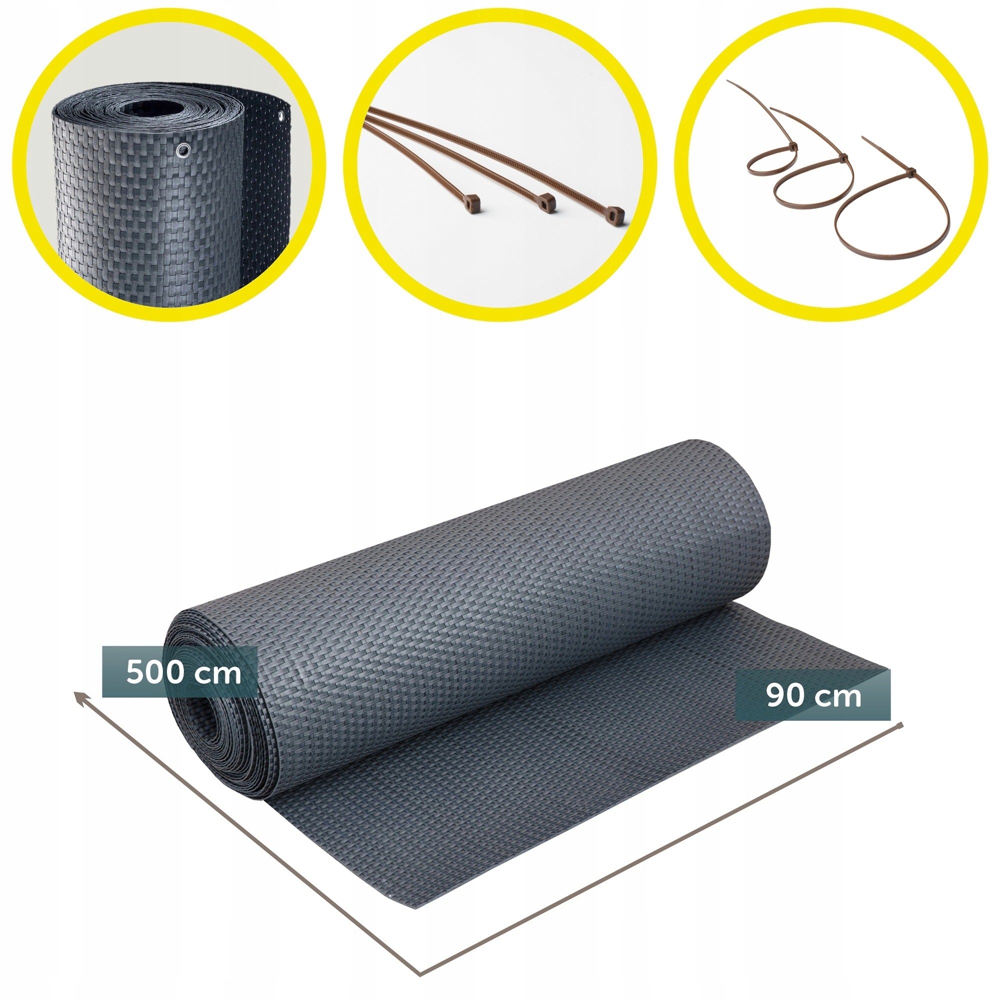 BALCONY COVER TECHNORATTAN 0,9x5m ANTHRACITE BALCONY MAT TERRACE PREMIUM Brand Kadax