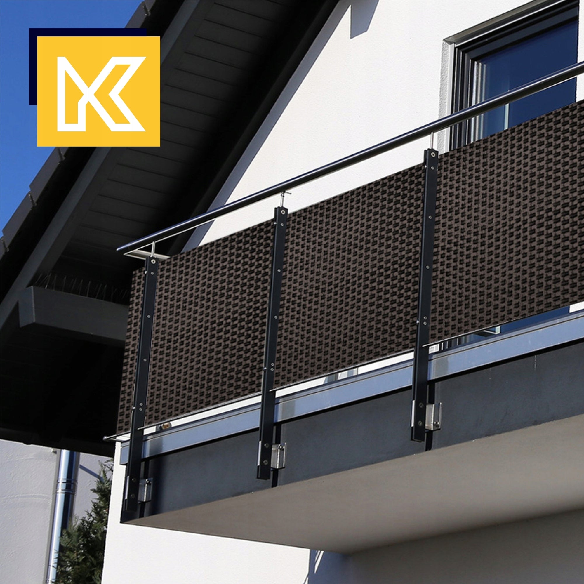 BALCONY COVER TECHNORATTAN 0,9x5m BROWN DARK MAT FOR BALCONY PREMIUM Main material Technorattan